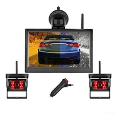2x Wireless IR Reversing Camera 5" Dual Screen Monitor Cigarette Lighter Caravan