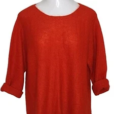 Red Kid Mohair Blend Scoop Neck Oversized Sweater