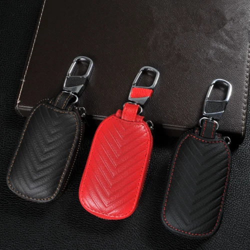 1/2Pc Car Key Chain Bag Leather Smart Key Holder Cover Remote Fob Zipper Case US - Bild 16 von 19