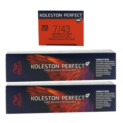 Wella Koleston Vibrant Reds 2 x 60 ml 7/43 mittelblond rot gold Set