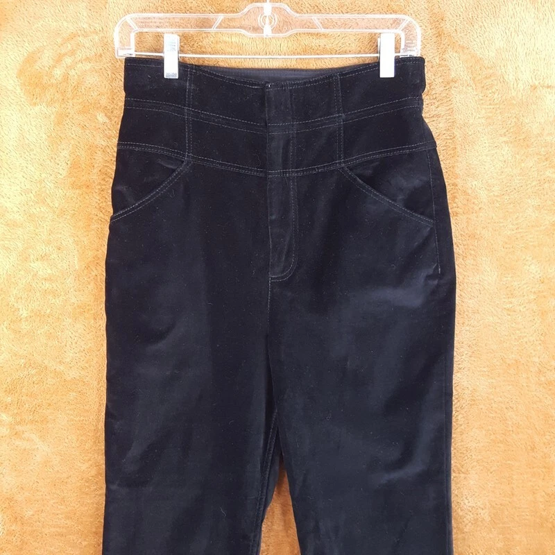 REBECCA TAYLOR Pants Womens Size 6 Black Skinny High Waisted Velvet Velveteen - Image 3 of 4