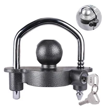 Universal Trailer Coupler Lock, Aluminum Gray, Fits 1-7/8"|2"|2-5/16" Heavy-Duty