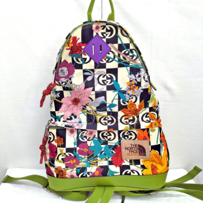 GUCCI x The North Face Floral Multicolor Green Nylon Leather