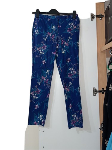 Blue Patterned Oasis Trousers UK Size 8 