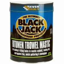 Bitumen & Trowel Mastic Roof Seals Fill Holes Gutter Pipes Black Jack Paint 903
