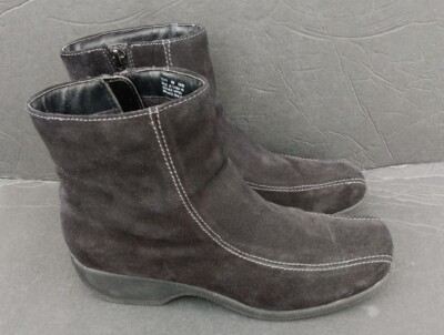 Clarks Black Square Toe Leather Suede Boots Women's Size 8 Ankle Bootie
