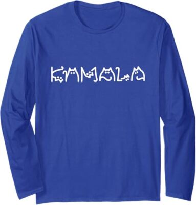 Kamala Harris Cat Lettering Elections Positive Funny Long Sleeve Tshirt