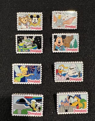 Disney Pins- Deluxe Starter Set Disneyland Postcards - 8 Pins