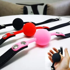 BDSM Bondage Ball Lips Mouth Gag Head Harness Restraint Locking Adjustable Belt