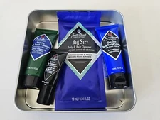 NIB JACK BLACK Facial Cleanser, Scrub Shampoo, Lip Balm Men's Cosmetic Care Set