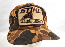 Vintage RARE Stihl Brown Camo Logo Cap Hat Adjustable Snapback Chainsaws K-Brand