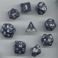 NEW Special RPG Dice 9pc - Pearl Black - standard set plus D24 & D30