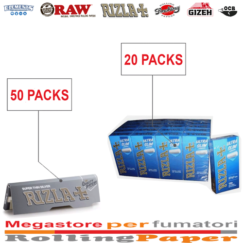 Rizla Silver Rolling Papers Small 50 Packs+Rizla Ultra Slim 5.7mm Filters 1x box - 第 1/3 張圖片