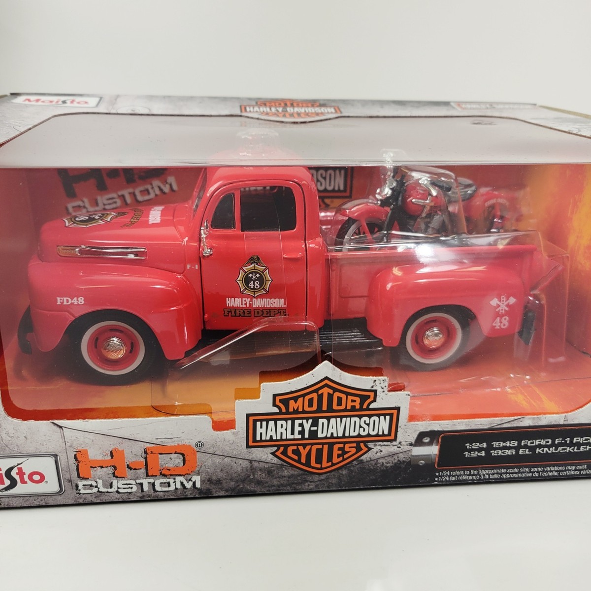 Harley-Davidson 1948 Ford Fire & 1936 El Knucklehead 1/24 Diecast