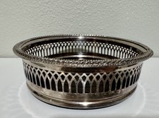 Vtg Cavalier Silver-Plated Wine Bottle Coaster Made in England, Great Condition