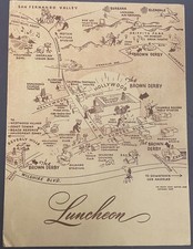 1948 Brown Derby Hollywood Luncheon Menu Map Los Angeles Vintage Restaurant