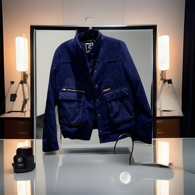 G-Star RAW Woman's Blue Woolen Bomber Hiker Jacket Snaps Pockets Size Medium