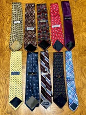 Lot Of 10 Top Brand Variety Mens Silk Textured Ties Variety Of Colors/ Patterns