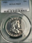 1961 FRANKLIN PCGS PR65 SILVER HALF DOLLAR ~ Nicely Toned FREE SHIPPING