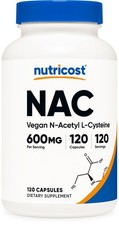 Nutricost N-Acetyl L-Cysteine NAC 600mg, 120 Vegan Capsules - Non-GMO
