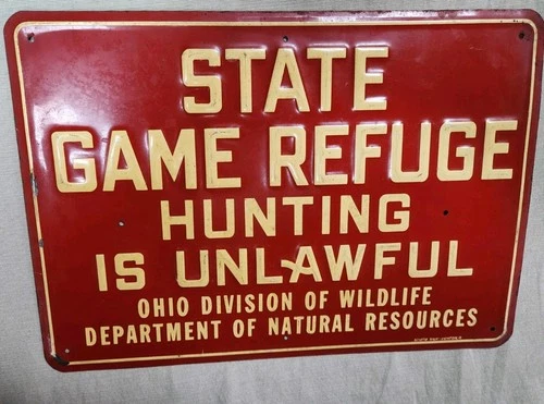 State Game Refuge Metal Tin Sign Hunting Accessory