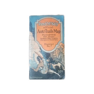 Vintage 1920s Rand McNally Official Auto Trails Map District 7 PA NJ WV MD DE
