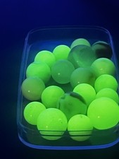 Uranium Glass/UV Reactive Vintage Glass Marbles Lot Of 19 Sizes .52  -.73  