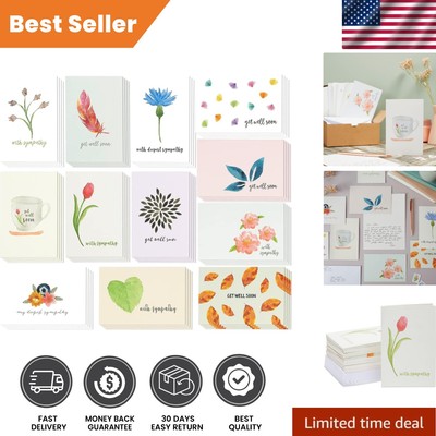 48-Pack Floral Sympathy & Get Well Cards - Elegant 4x6 Assortment with Envelopes