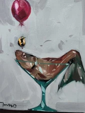 Jose Trujillo Fine Art PRINT 16x20" Collectible Artist Fish Martini Glass