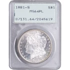 1881-S $1 Morgan Silver Dollar ~ PCGS MS 64 PL Proof Like - OGH - Rattler Holder