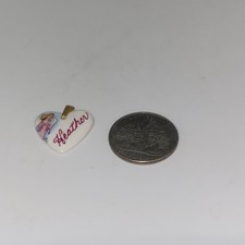 Heather Heart Shaped Kiln Fired Porcelain Metal Bail Pendant Angel graphic