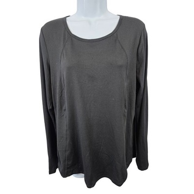YogaLicious Womens Long Sleeve Top Black Round Neck Activewear Pullover / B58