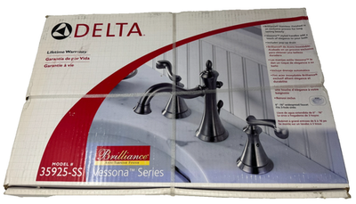 #ad New in Box Delta Victorian Sink Faucet 35925 SS Stainless Steel Vessona Series $239.97