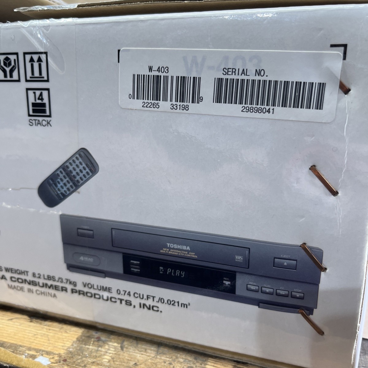 Toshiba W-403 VCR Hi-Fi Video Cassette Recorder VHS Player