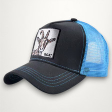 Unisex GOAT Patch Trucker Hat Black Blue Mesh Back Y2K Streetwear Adjustable