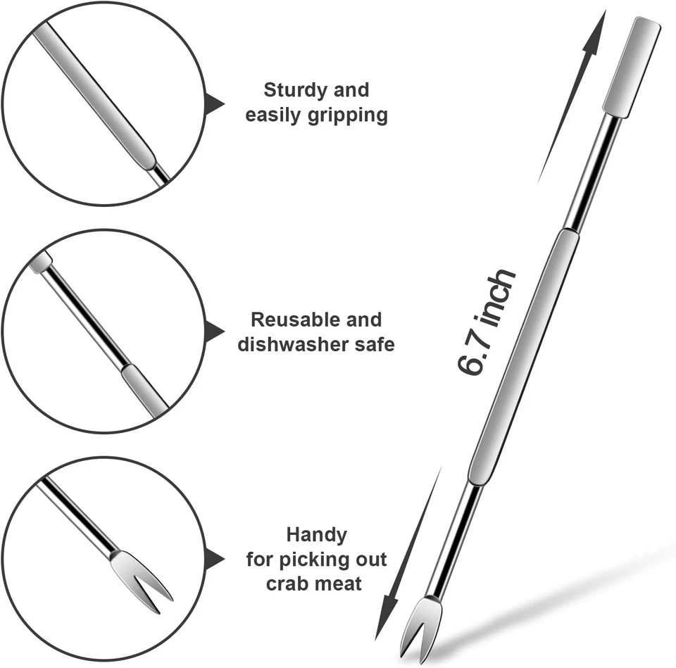 8 Pcs Lobster Crackers and Picks Set, Stainless Steel Seafood Tools and Forks - Image 2 of 4