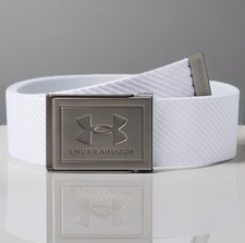 Under Armour Mens Webbing Belt White Adjustable Metal Buckle Golf OSFM 25