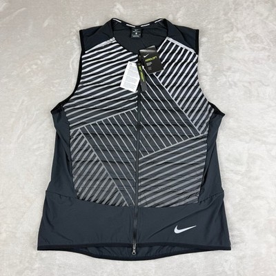 Nike AeroLoft Flash Running Vest Mens XL Black Silver Reflective Down 800 NWT