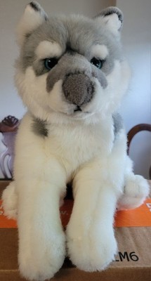 RARE Gipsy Toys 14'' Blue Eyed Gray Wolf Pup Plush 1st gen stuffed animal