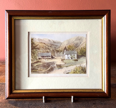 Signierter gerahmter Druck Eibe Bauernhof Beatrix Potter Lake District Cottage Kunst
