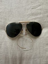 Vintage B L Ray-Ban Aviator Sunglasses Outdoorsman Wrap Arounds USA Gold