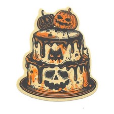 Halloween Cake Sticker Spooky Pumpkin Skull Vinyl Decal Gothic Dessert Autumn