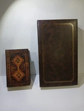 2 Vintage Faux Book Secret Storage Valuables Stash Box Faux Leather 
