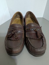 CHAPS Mens 9.5M Brown Leather Upper Kiltie Tassel Loafers 