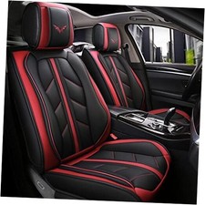 Leather Car Seat Covers Full Set, Full Coverage Seat Without Pillows Red