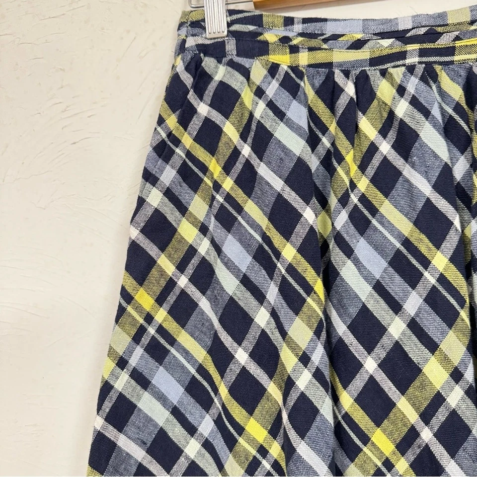 Joie Blue Yellow Plaid ALine Mini Skirt Women S Dark Academia Preppy School Girl - Imagem 4 de 4