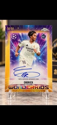   2024/25 Topps Chrome UEFA Endrick Wonderkids Rookie Auto Gold 50/50 RC Madrid