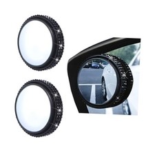 2PCS Bling Car Blind Spot Mirror, 2" Crystal Rhinestone HD Glass Round White
