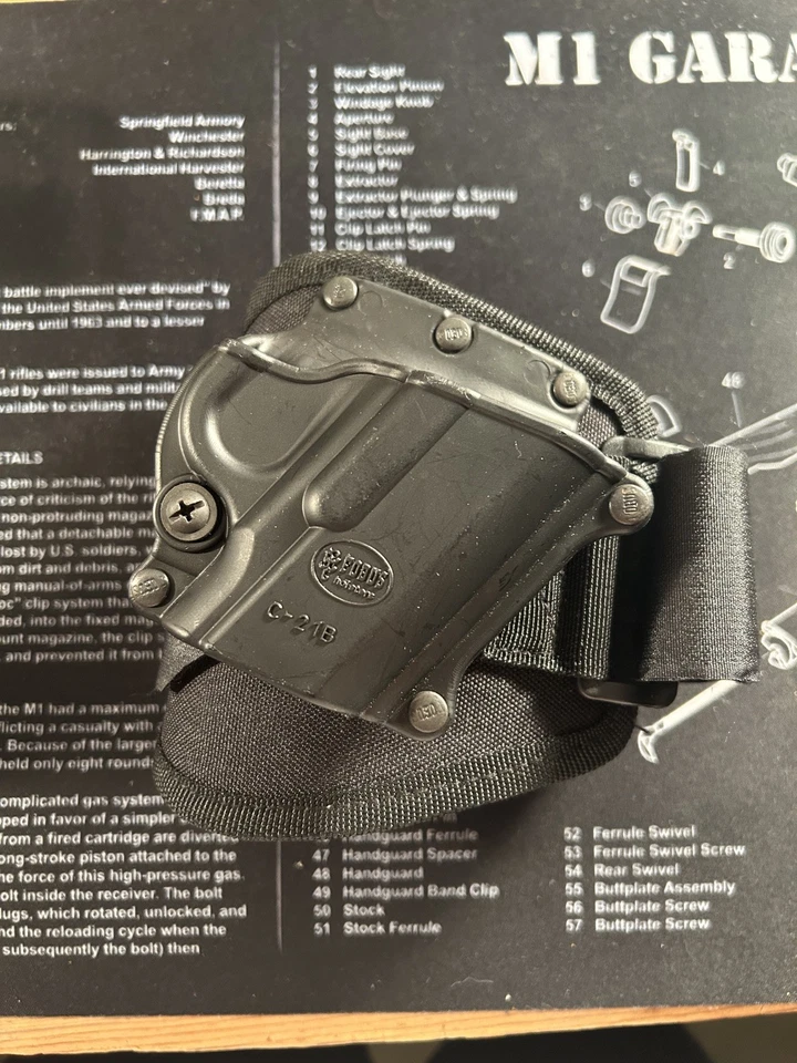 Funda para pistola Fobus tobillo, gamuza negra, mano derecha - 1911 estilo compacto C21BA Foto 4 de 4