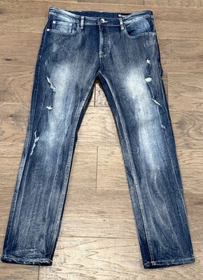 Mens size 34x30 South Pole SP Essentials Distressed Jeans Dark Wash Straight